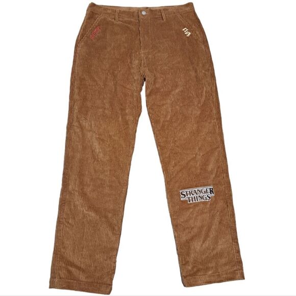 Netflix Stranger Things X Pacsun Casual Corduroy Pants Size 34 Brown NWT - Picture 1 of 15